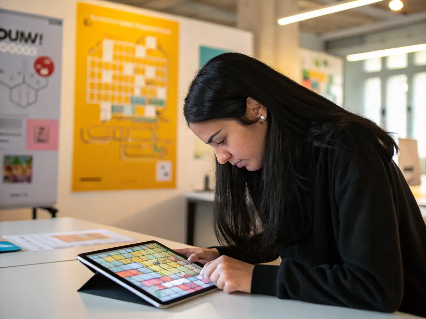 A vibrant image of a player immersed in a 巅峰国际 puzzle game, showcasing the platform's user-friendly interface and engaging gameplay.
